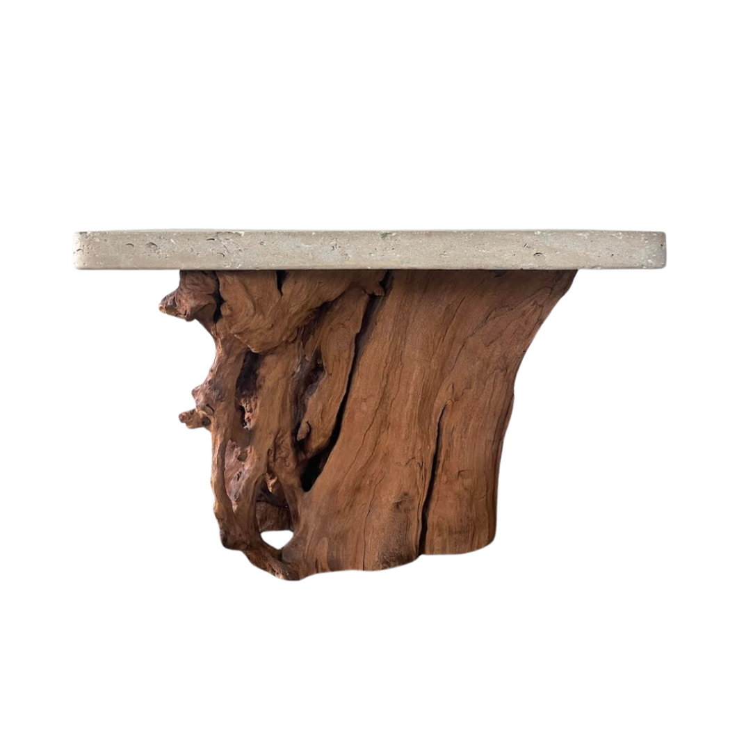 Fossilized Stone Slab Console Table