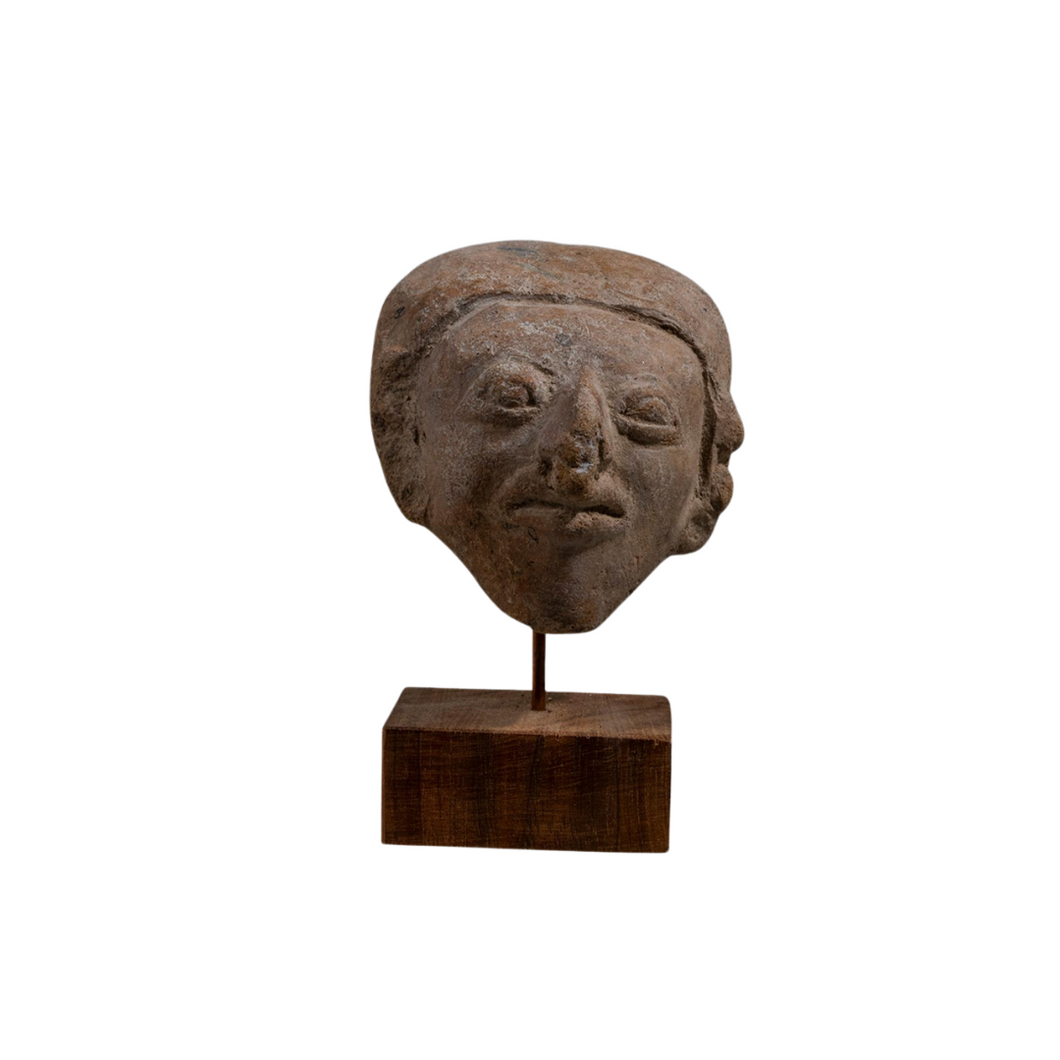 Ancient Pre-Columbian Mayan Pottery Head