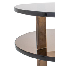 Load image into Gallery viewer, Modern Two Tier Glass and Gilt Bronze Tables - Pair
