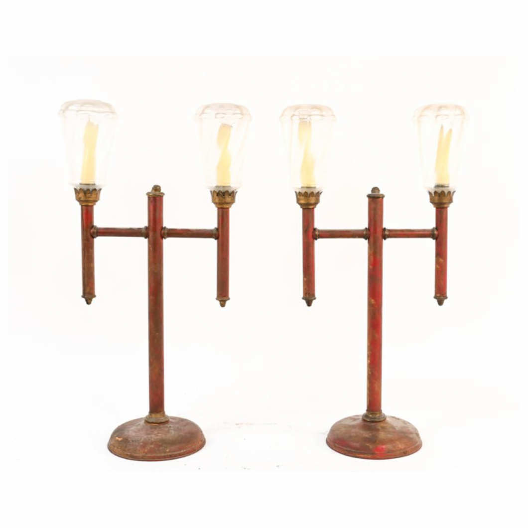 Pair of Antique Tole Candelabras