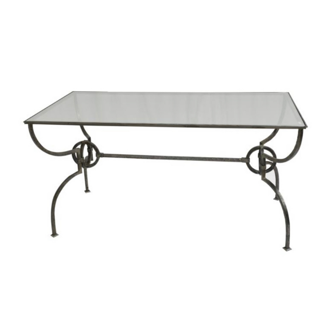 Diego Giacometti Style Iron and Glass Table
